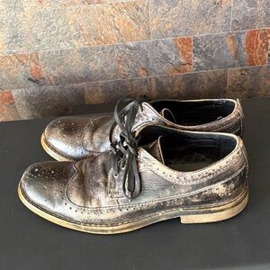 Bed Stu Graphite distressed leather wingtip derby shoes